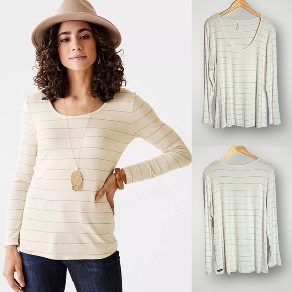 Matilda Jane Tops - Matilda Jane Moments With You Top Size XXL Glitz & Glamour Striped Scoop Neck